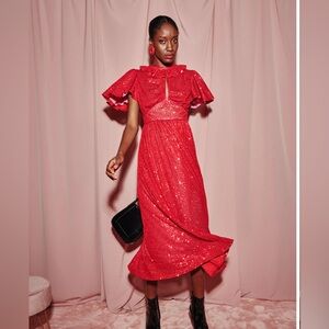 Celia B red sequin midi dress